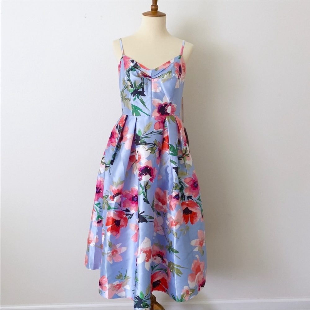 NWT Eliza J Satin Floral Dress Size 6